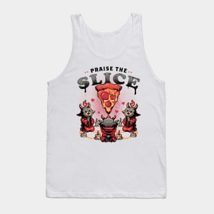 Praise the Slice - Cute Evil Dark Funny Baphomet Pizza Gift Tank Top